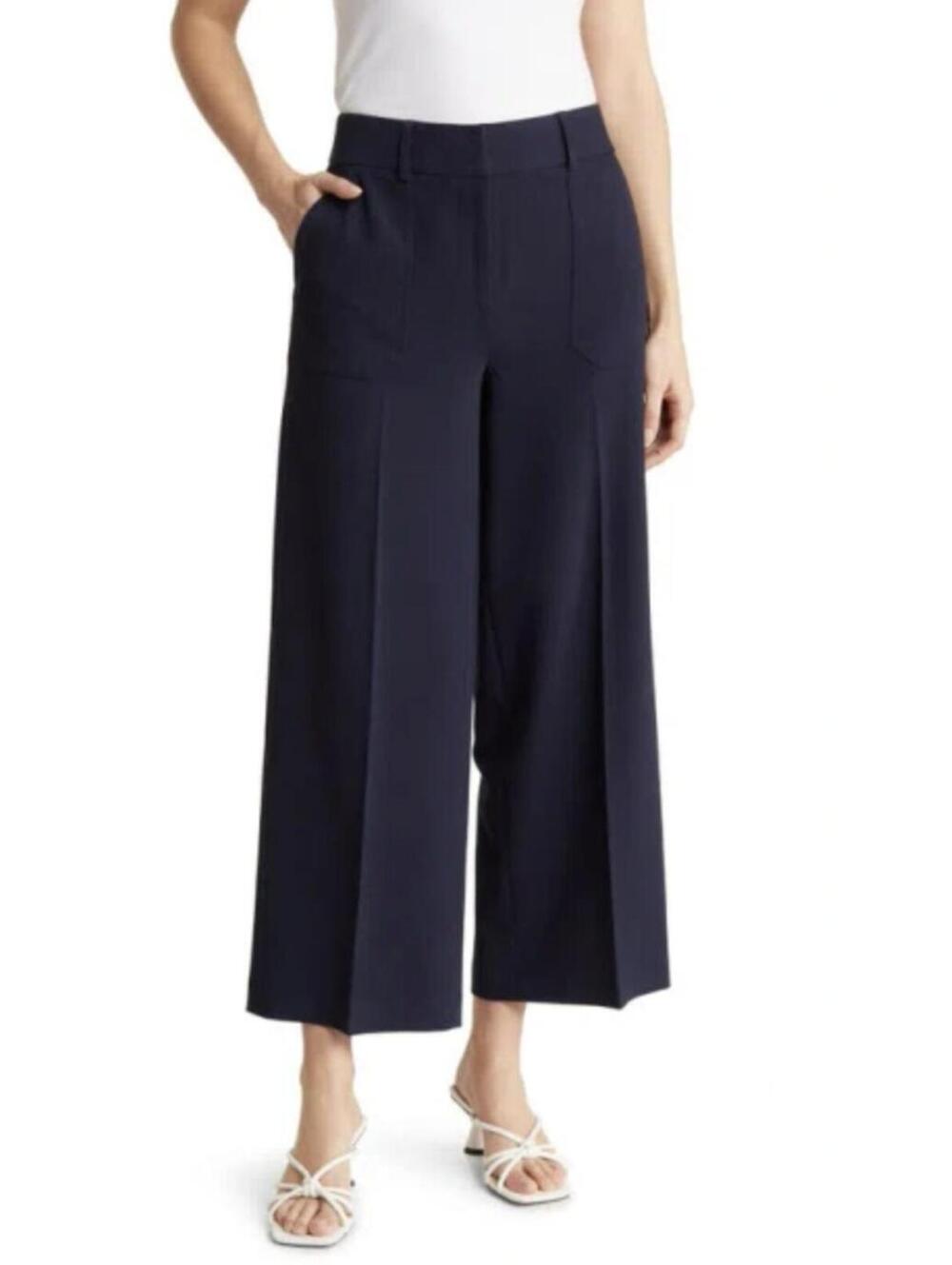 Amanda & Chelsea Navy Wide Leg Crop Pants NWT Size 12 Career Workwear